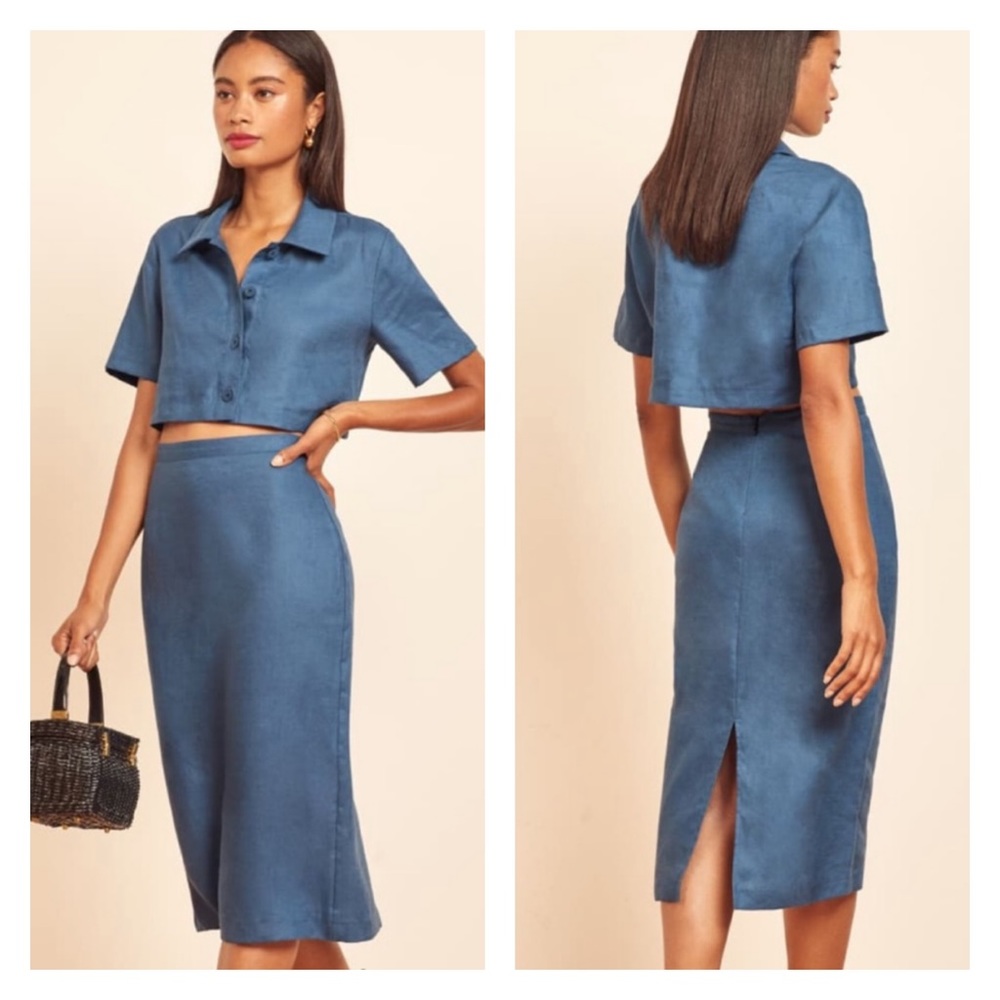 Reformation Landsby Two Piece blue size 8 NWOT